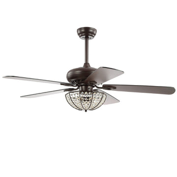 Joanna 52" Bronze Crystal LED Ceiling Fan With Remote - JONATHAN Y